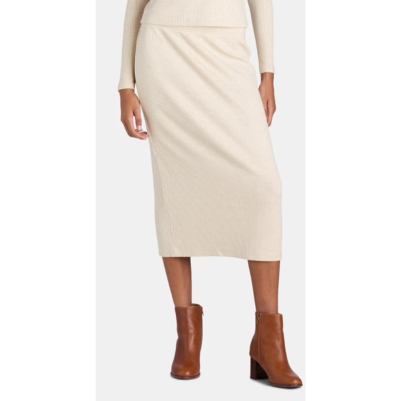 Time and Tru Womens Mock Neck Top and Midi Skirt Set 2-Pcs Oatmeal Heather Sz L - Picture 7 of 8